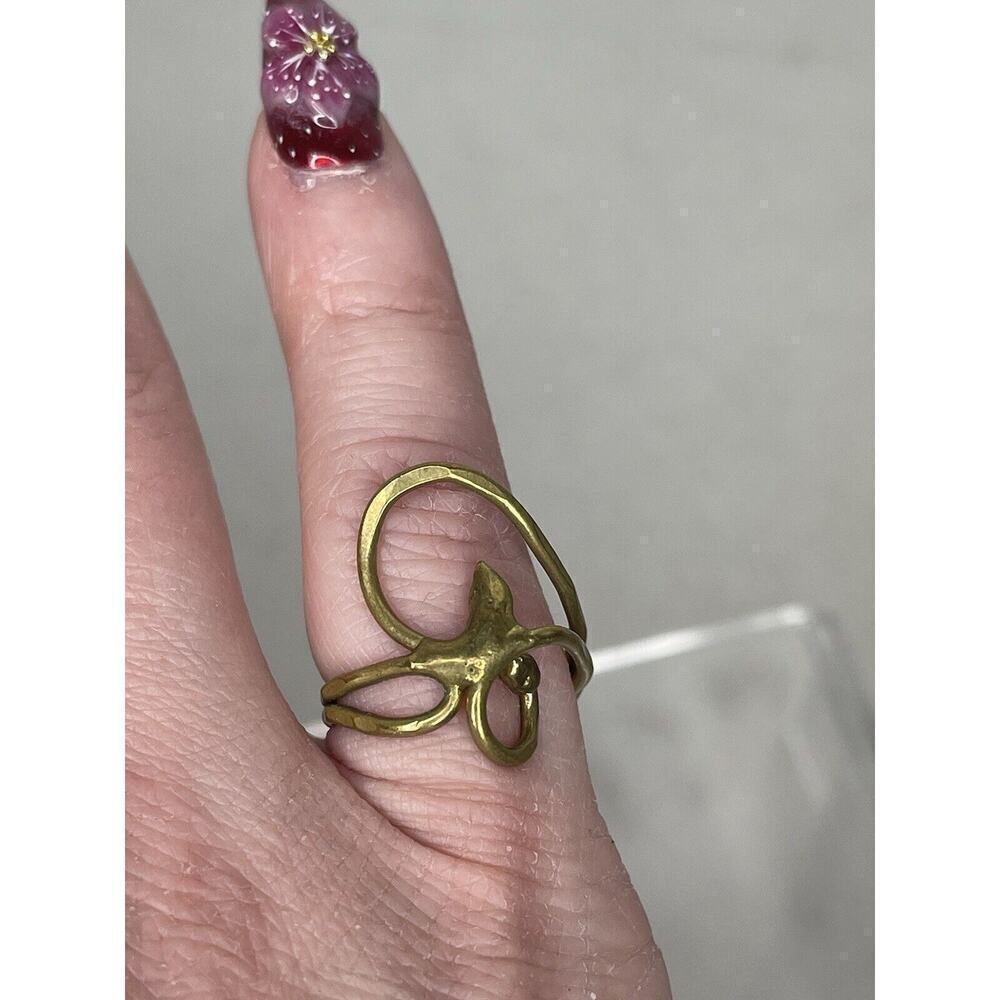 Vintage Primitive Unique Gold Tone Women's Ring Wrapped Delicate 5.25-5.5